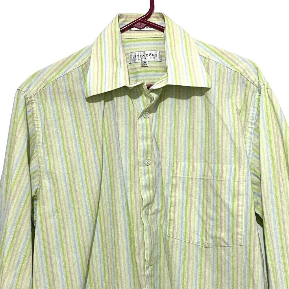 Linea Dome Button‎ Front Striped Shirt M